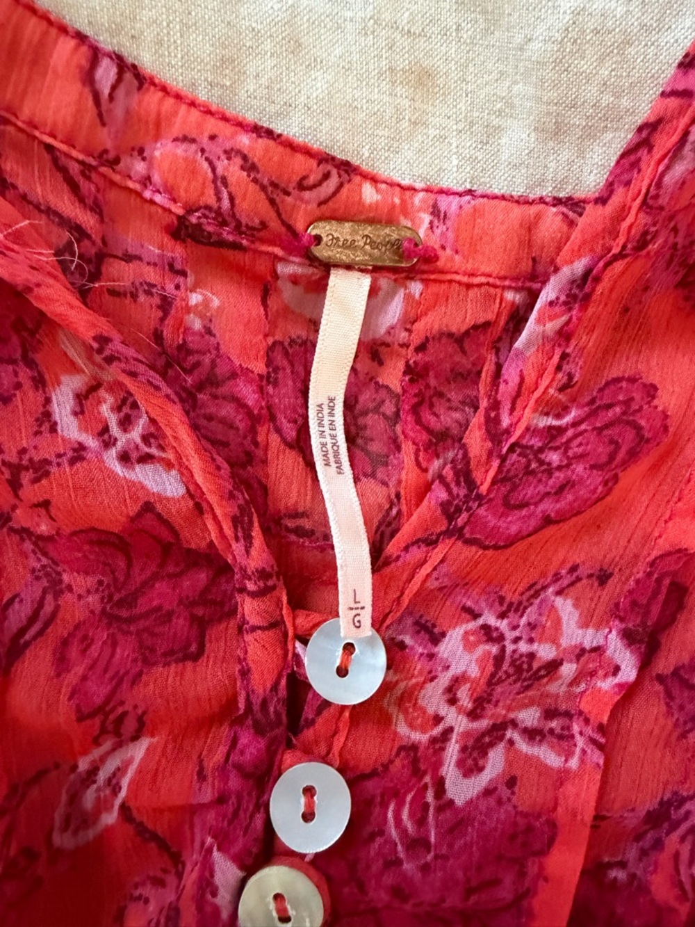 Free People Coral Floral Sheer Tiered Maxi Dress - Picture 16 of 16